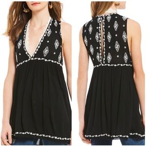 Free People Sleeveless Diamond Embroidered Top